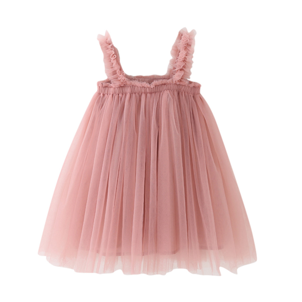 JSCDRPDWL Girls Dresses Toddler Children Kids Baby Girls Princess Clothes Strap Tulle Solid Dress Toddler Girl Clothes Baby Girl Clothes 0-3 Months Pink 18-24 Months